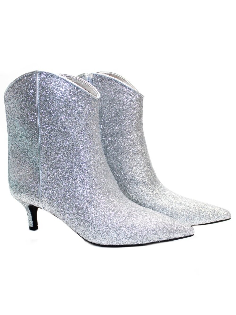 On 34th Women Aatira Kitten Heel Western Booties Size 8.5M Silver Glitter